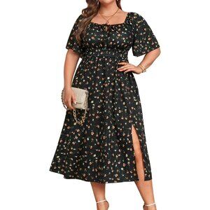 Plus Size Summer Dress Boho Floral Midi Beach Wedding Casual 18 Plus